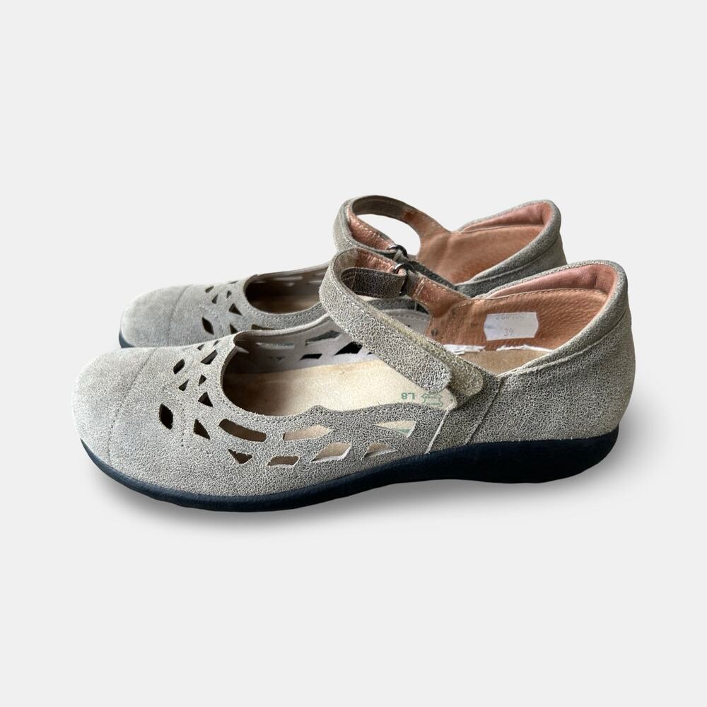 NAOT Agathis Mary Jane Flats Tan Leather Cutout Comfort Shoes Size 39 Boho